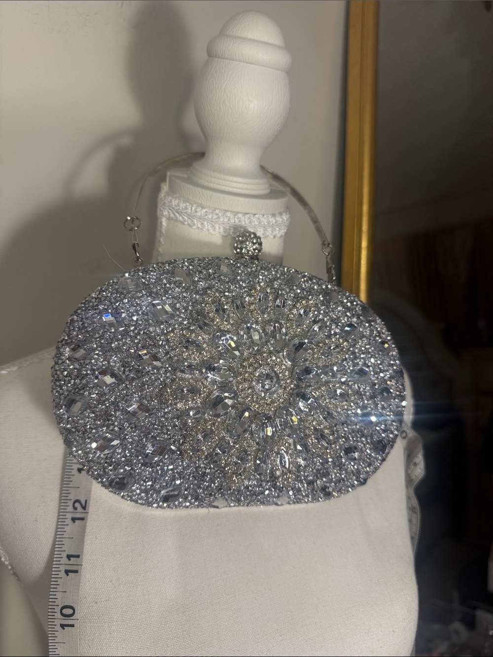 Source Unknown Silver Crystal Embellished Evening Clutch